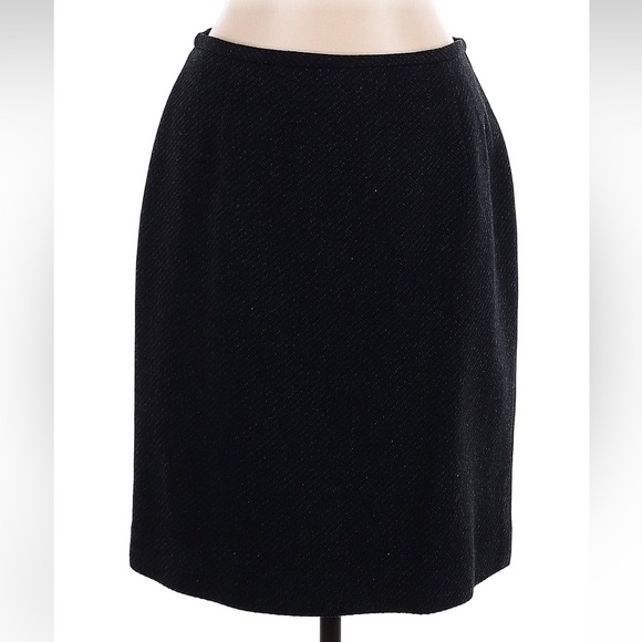 Vintage LRL Ralph Lauren Classic Black Grey Speckled Wool A Line Skirt Size 12 L - Picture 6 of 6